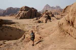Hiking through Wadi Rum